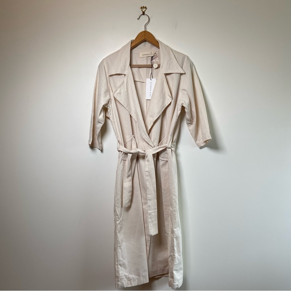Olympia Etal Linen Ladies First Simple Trench Coat NWT